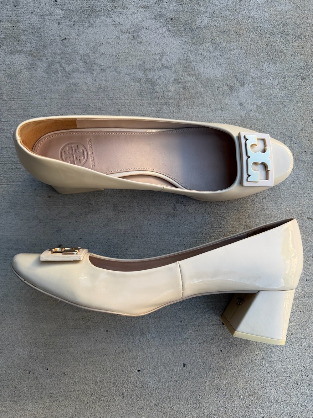 Authentic Tory Burch Gigi Patent Leather Block Heels